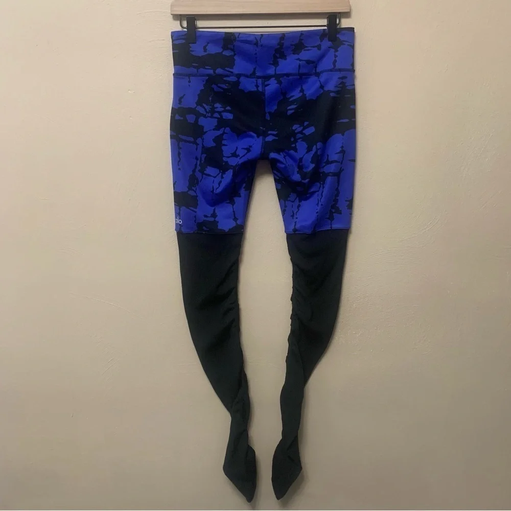 ALO Yoga Goddess Ribbed Legging Blue Black Tie Dye Size Small